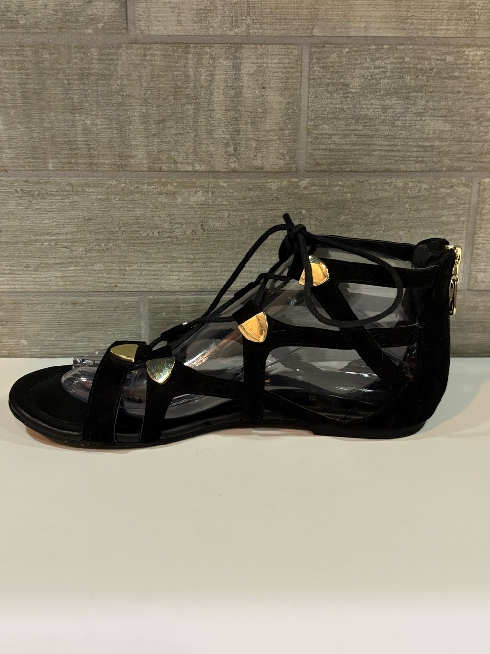 GUESS Lace-Up Gladiator Sandals with Gold Accents - Picture 6 of 10